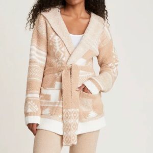 Barefoot Dreams - CozyChic Patchwork Belted Cardigan in Soft Camel/Cream Size M